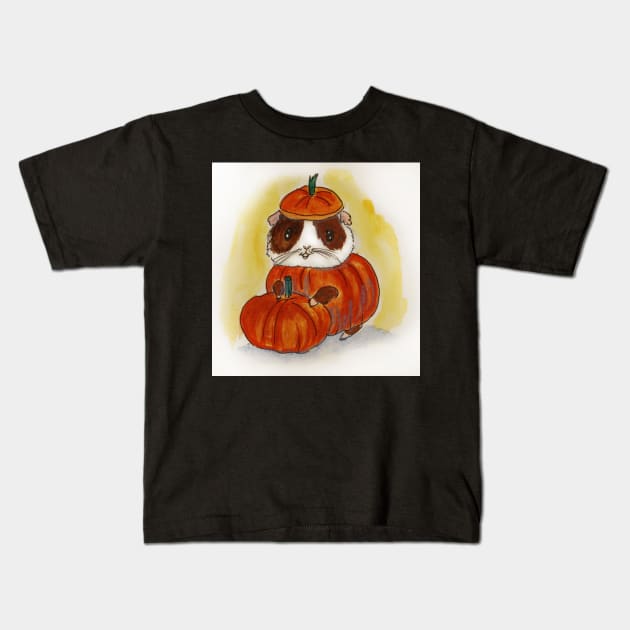 Pumpkin Guinea pig cavy! Fall, Thanksgiving, Halloween Kids T-Shirt by Edgot